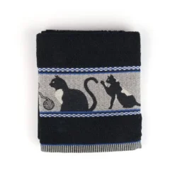 Bunzlau Castle Cats handdoek 53 x 60 cm katoen zwart