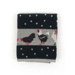 Bunzlau Castle Chickens handdoek 53 x 60 cm katoen zwart