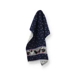 Bunzlau Castle Chickens handdoek 53 x 60 cm katoen donkerblauw