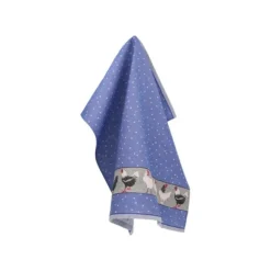 Bunzlau Castle Chickens theedoek 65 x 65 cm katoen Royal Blue