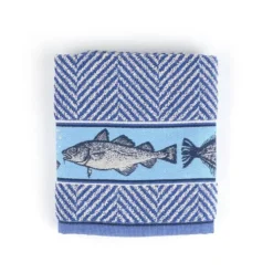 Bunzlau Castle Fish handdoek 53 x 60 cm katoen koningsblauw