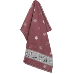 Bunzlau Castle Forest Animals theedoek 65 x 65 cm katoen Burgundy