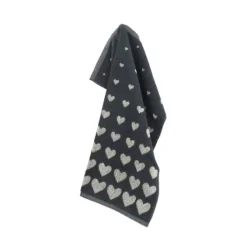 Bunzlau Castle Hearts handdoek 53 x 60 cm katoen grijs