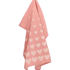 Bunzlau Castle Hearts Pink theedoek 65 x 65 cm