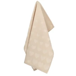 Bunzlau Castle Hearts theedoek 65 x 65 cm katoen beige
