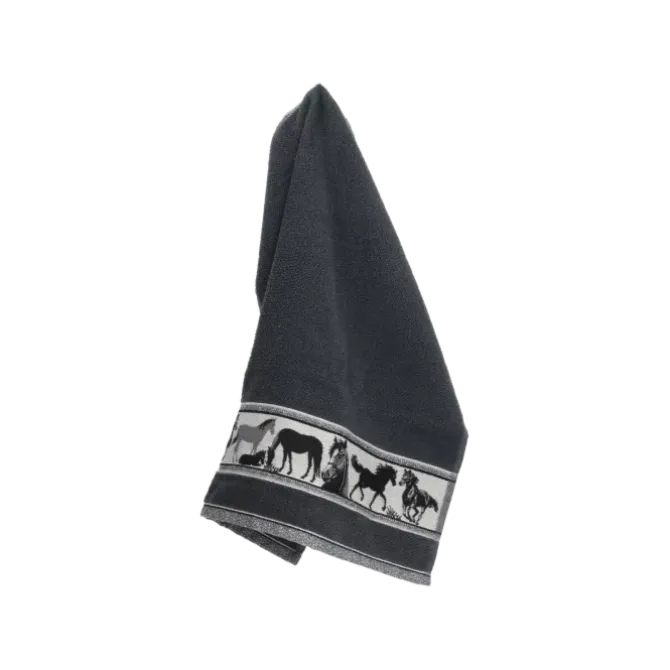 Bunzlau Castle Horse Anthracite handdoek 53 x 60 cm