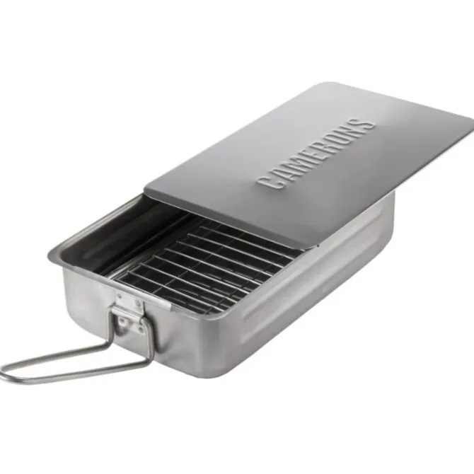 Camerons rookoven klein 28,5 x 17,5 cm rvs met 2 bakjes rookmot