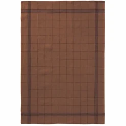 Charvet BISTROT theedoek 51 x 80 cm linnen geblokt Noisette