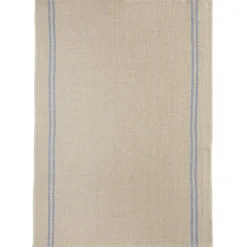 Charvet COUNTRY theedoek 52 x 75 cm gewassen ecru met blauwe streep