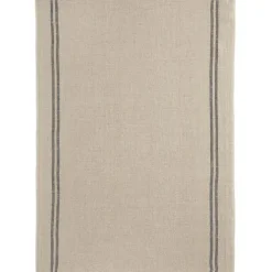 Charvet COUNTRY theedoek 52 x 75 cm gewassen zwart met donkere streep