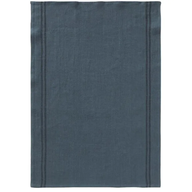 Charvet COUNTRY theedoek 75 x 52 cm linnen petrol met donkere streep
