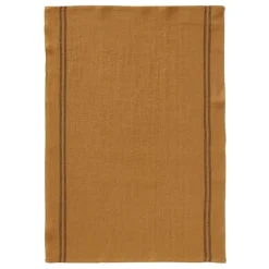 Charvet COUNTRY theedoek 75 x 52 cm linnen donkergeel met donkere streep
