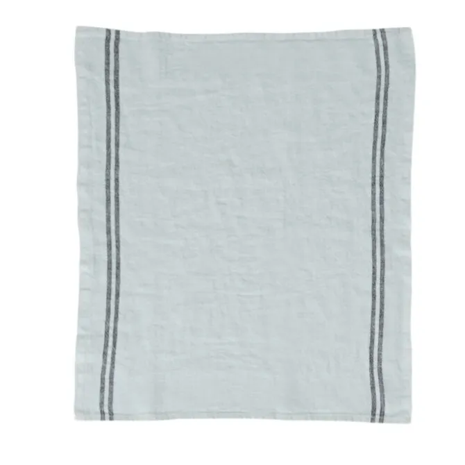 Charvet COUNTRY theedoek 75 x 52 cm linnen lichtblauw met donkere streep
