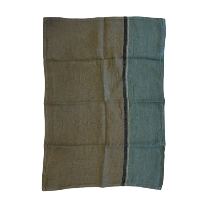 Charvet DUBLIN theedoek 70 x 50 cm linnen blauw gecombineerd