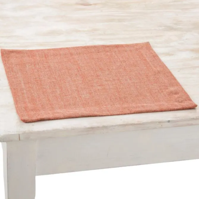 Charvet PEPITE placemat 48 x 35 cm linnen rood/beige