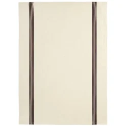 Charvet PIANO theedoek 75 x 52 cm linnen gebroken wit met donkere streep