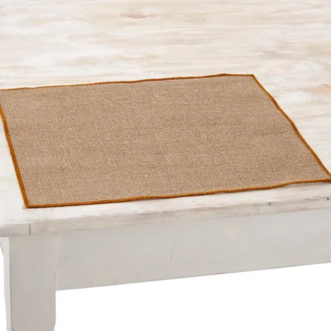 Charvet QUADRILLE placemat 45 x 35 cm gevlochten linnen roestbruine rand