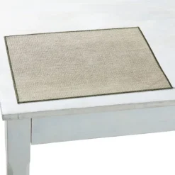 Charvet QUADRILLE placemat 45 x 35 cm gevlochten linnen groene rand