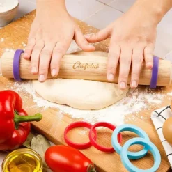 Chefclub deegroller met verstelbare ringen hout