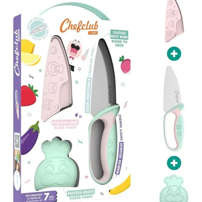 Chefclub kindermes met vingerbeschermer pastel