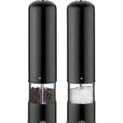 Cilio Bergamo elektrische peper- en zoutmolen 22 cm rvs zwart