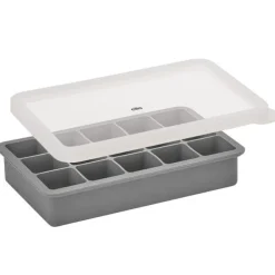 Cilio Blocks ijsblokjesvorm met deksel 18,7 x 11,8 cm silicone grijs