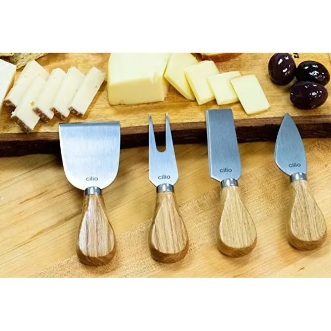 Cilio Formaggio kaasmessenset rvs/hout 4-delig