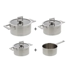 Cristel Strate Fixed pannenset met glasdeksels rvs 4-delig