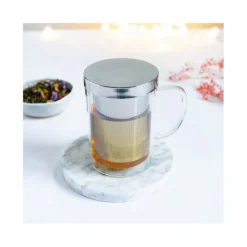Cristel Verbena dubbelwandig theeglas met filter 0,4 liter