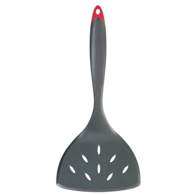 Cuisipro brede spatel met gleuven 28,6 cm kunststof zwart