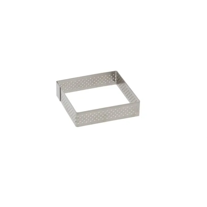 De Buyer geperforeerde taartring vierkant 8 x 8 cm 2 cm hoog rvs