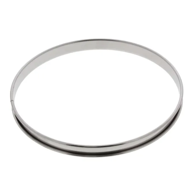 De Buyer lage taartring met rand ø 24 cm 2 cm hoog rvs
