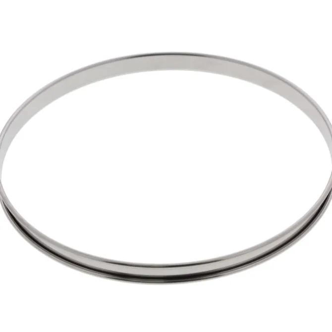 De Buyer lage taartring met rand ø 28 cm 2 cm hoog rvs