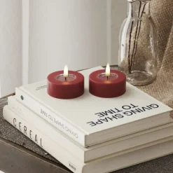 Deluxe Homeart LED Jumbo theelicht ø 6,1 cm bordeaux 2 stuks