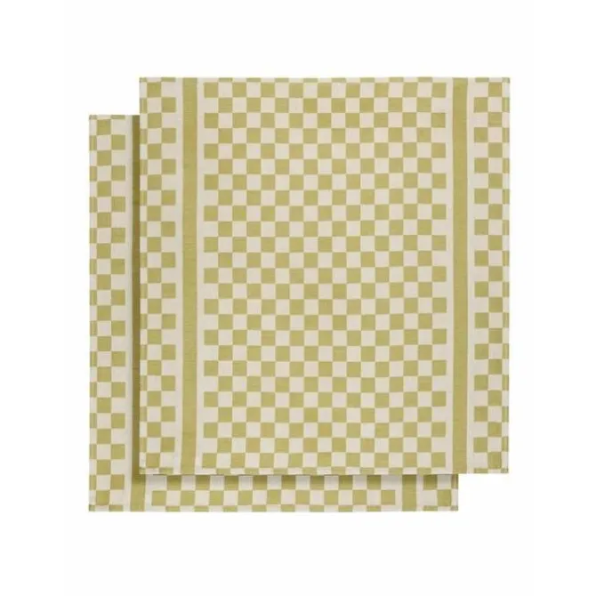 De Witte Lietaer Groom-a theedoek 70 x 65 cm katoen yellowgreen