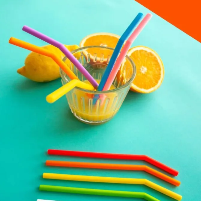 Dotz gebogen rietjes met reinigingsborstel 16,5 cm silicone 8 stuks