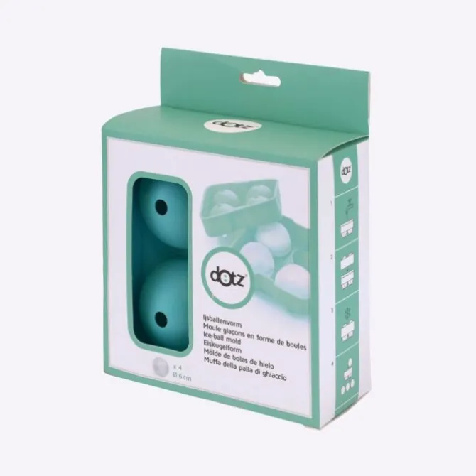 Dotz ijsblokjesvorm rond 4 ijsblokken ø 6 cm silicone aquablauw