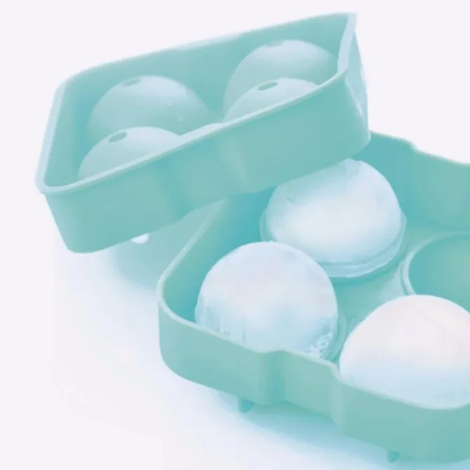 Dotz ijsblokjesvorm rond 4 ijsblokken ø 6 cm silicone aquablauw