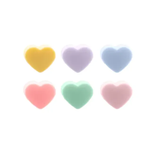 Dotz set van 6 glasmarkers silicone hart gekleurd