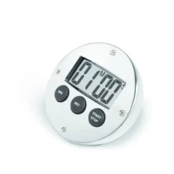 Ek Design digitale keukentimer rond gerecycled aluminium zilver