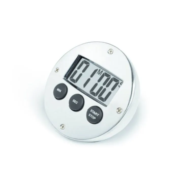Ek Design digitale keukentimer rond gerecycled aluminium zilver