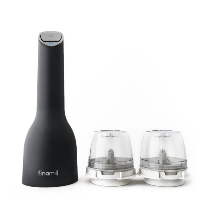 Finamill All-In-One oplaadbare kruidenmolen inclusief 2 Pro Plus Pods Midnight Black