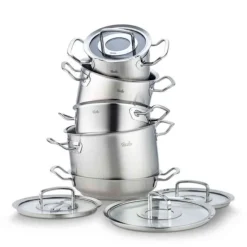 Fissler Original Profi pannenset met serveerpan en glasdeksels rvs 5-delig