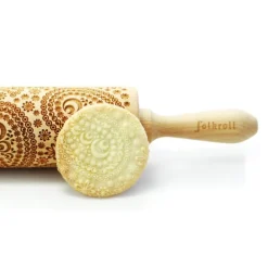 Folkroll Paisley deegroller 43 cm beukenhout