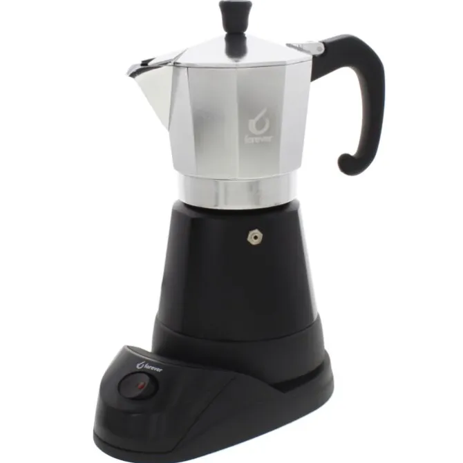 Forever Miss Moka Prestige elektrische mokapot 6-kops aluminium mat