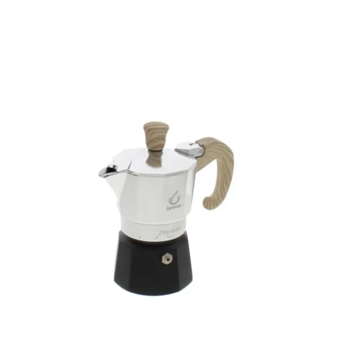 Forever Prestige Woody mokapot 1-kops aluminium mat