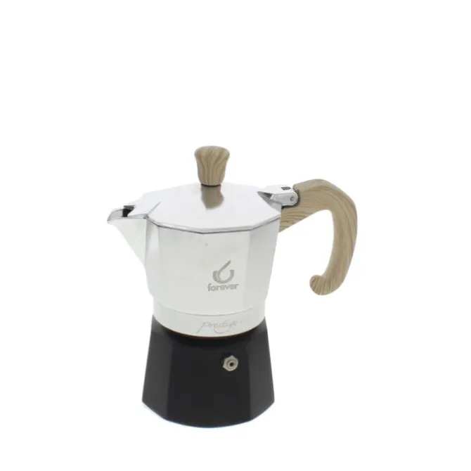 Forever Prestige Woody mokapot 3-kops aluminium mat