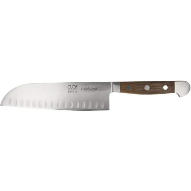 Güde Alpha Oak Santokumes met kuiltjes 18 cm eikenhout