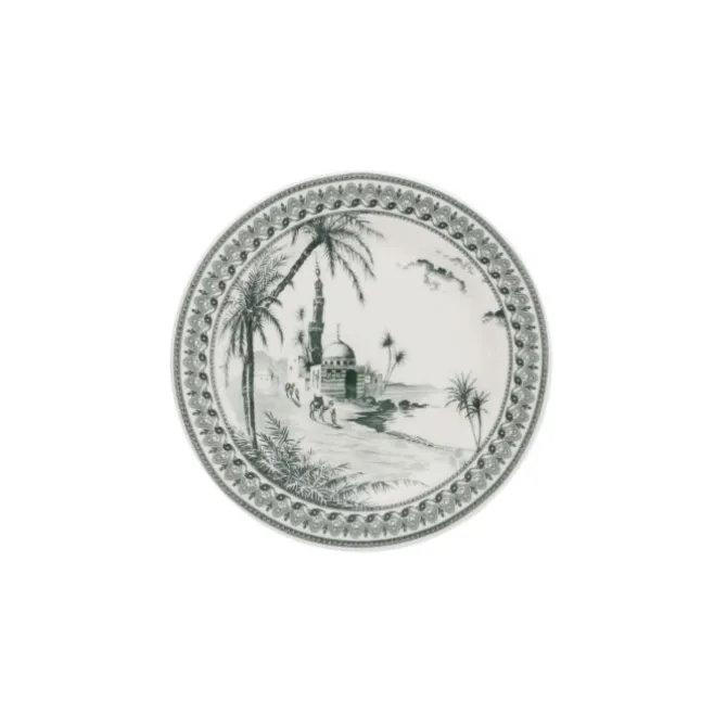 Gien Les Dépareillées Vue d'Orient onderzetter 12,8 cm keramiek crème-groen