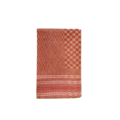 Grubentuch theedoek geblokt 50 x 100 cm linnen/katoen bruin/rood